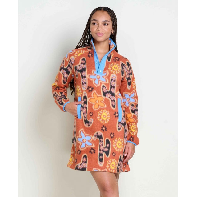 Campo Fleece 1/4 Snap Dress Cinnamon Folk Art Print / S Campo Fleece 1/4 Snap Dress Cinnamon Folk Art Print / S