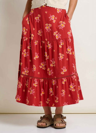 Womens MARIGOLD TIERED MIDI SKIRT