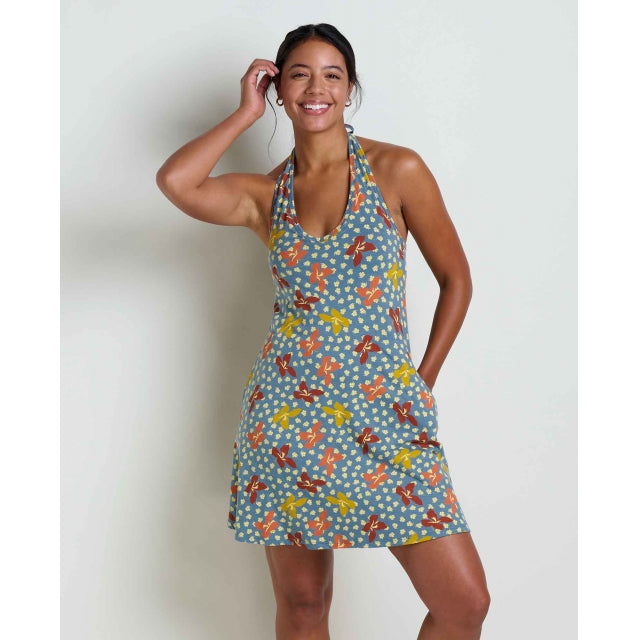 TOAD & CO Women's Plumeria Halter Dress Mango Daisy Field Print M TOAD & CO Women's Plumeria Halter Dress Mango Daisy Field Print M