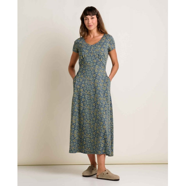 Women's Rose Midi Dress - True Navy Retro Print / M Women's Rose Midi Dress - True Navy Retro Print / M
