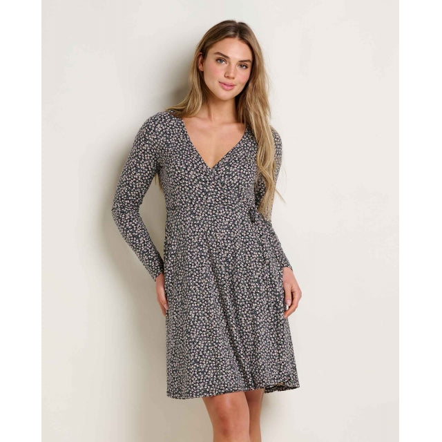 freesia long sleeve wrap dress reviews Toad & Co Freesia Wrap Long Sleeve Dress - Salt Ditsy Print