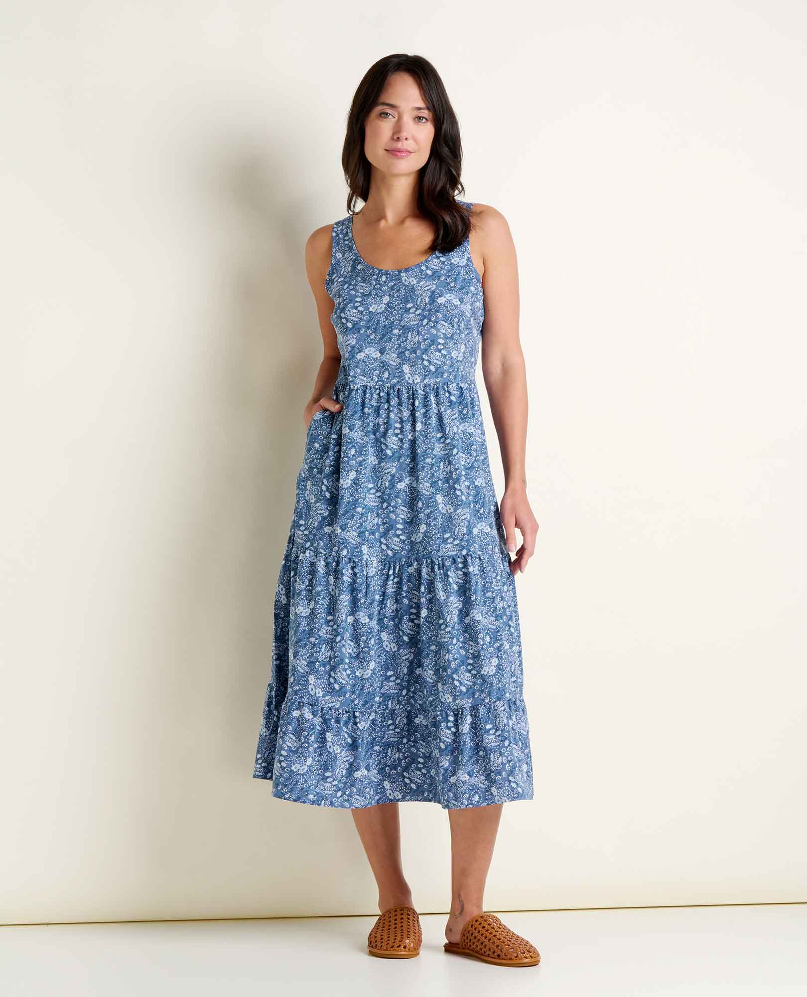 toad and co sunkissed maxi dress Toad & Co Women's Sunkissed Sunsana Midi Dress Canal Print / Medium