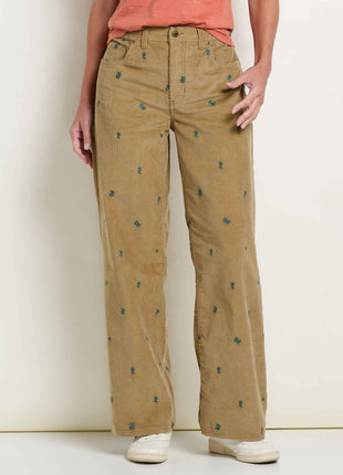 Women's Coaster Cord Wide Leg Pant Embroidered