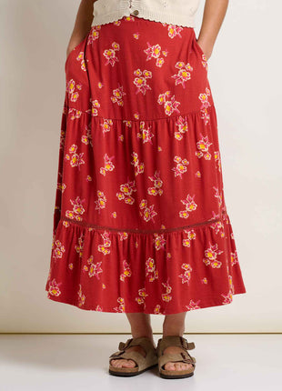Womens MARIGOLD TIERED MIDI SKIRT